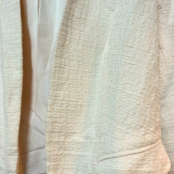 LOFT Light Pink Textured Opened Front Long Sleeve Women Blazer - Picture 3 of 5